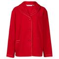 Slenderella Ladies 24"/61cm Luxury Soft Red Fleece Collared Button Up Bed Jacket with Classic Satin Trim Size Small 10 12