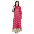 SB Traders Kurta Set for Women Cotton Kurta with Plazzo Ready to Wear Indian Style for Women & Girls, Pink-white-2, XXL