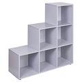 Naples 6 Cube Step Storage Bookshelf Unit (Stone Grey)