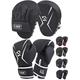 AQF Boxing Gloves and Pads - Adults & Kids Boxing Set for Kickboxing & MMA Muay Thai Punching Glove with Curved Boxing Pads for Martial Arts Training (Silver, 12oz)