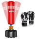 Dripex 69''Adult Free Standing Boxing Punch Bag with Boxing Gloves, Heavy Duty Punching Bag Stand with Suction Cup Base (Red)