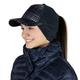 TrailHeads Women's Winter Ponytail Hat | Trucker Hat with Drop Down Ear Warmers - Blue Plaid