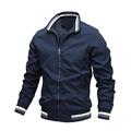 Mens Baseball Jacket Thin Varsity Jacket for Men Bomber Wind Breaker Jacket Summer Coats Outdoor Blue Tops Jackets Casual Clothing with Zip Pocket L