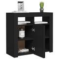 Susany LED Sideboard Cabinet Storage Cupboard Unit with LED Lights for Dining Room Living Room Black 80x35x75 cm