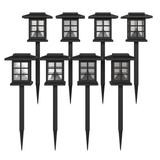 8 Pack Black Lantern Style LED Solar Lights Weather Resistant Outdoor Solar Powered Lights for Pathway, Garden, & Yard [DN-SL106-8-BK-GG] - Flash Furniture DN-SL106-8-BK-GG