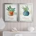 Winston Porter Potted Sage - 2 Piece Painting Set on Canvas Canvas, Solid Wood in Blue/Green/Indigo | 85 H x 30.5 W x 3 D in | Wayfair