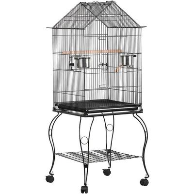 Vogelvoliere Schwarz Vogelkäfig Wellensittich Vogelhaus mit Ständer 59 x 59 x 145 cm - Yaheetech