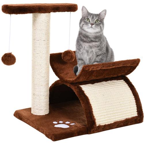 Pawhut - Katzenbaum Spielbaum Katzenkratzbaum Kratzbaum Katzen mit Ball Braun L40 x B30 x H43 cm