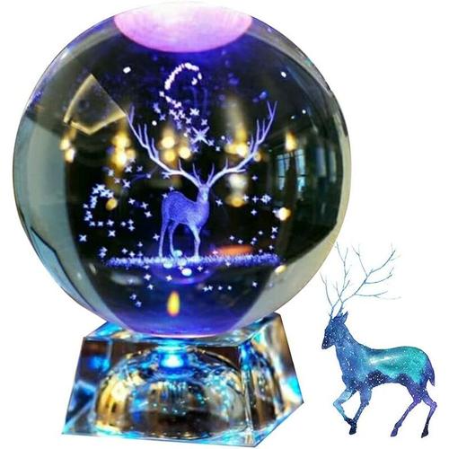 Kristallkugel mit Lampenfassung 3D Lasergravur Dekorationskugel, Klarglaskugel, Weihnachtsgeschenk