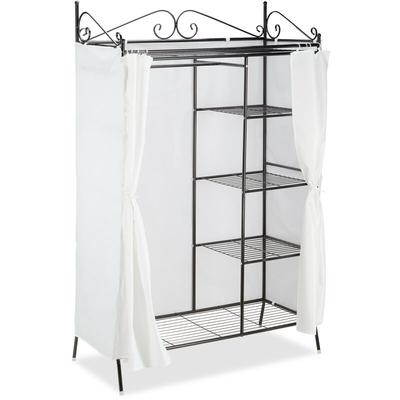 Metall Garderobe country 172 x 105 x 45 cm HxBxT, Landhausstil Kleiderschrank mit Stoffvorhang, Image