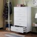 Contemporary Wooden Dresser Chest with 5 Drawers, Metal Leg White Storage Cabinet, Metal Drawer Handles Dresser Chest