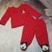 Disney Matching Sets | Disney Baby 2 Piece Red With Black Polka Dot Mini Mouse Footed Outfit Size 0/3 M | Color: Black/Red | Size: 0-3mb