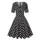 Womens Polka Dot Dresses 50s Style Short Sleeves Rockabilly Vintage Dress (Polka dots Black,Size M)