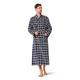 SIORO Mens Dressing Gown Flannel Cotton Robes Plaid, Bathrobe Soft Shawl Collar Loungewear Tall and Big,Navy and White Plaid, XXL