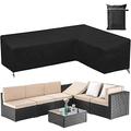 COOSOO Corner Sofa Cover Outdoor Garden Furniture Cover Waterproof Durable 210D Oxford V/L Shaped Sectional Couch Rattan Corner Sofa Table Chair Protection Cover with Storage Bag L Shape l200cm/79n