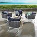 Stance 5 Piece Outdoor Patio Aluminum Sectional Sofa Set by Modway Metal in White/Blue | Wayfair EEI-3321-WHI-NAV-SET