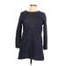 Lou & Grey Casual Dress - Sweater Dress: Blue Marled Dresses - Women's Size Small