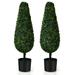 Costway 2 Pack 3 Feet Artificial Tower UV Resistant Indoor Outdoor Topiary Tree