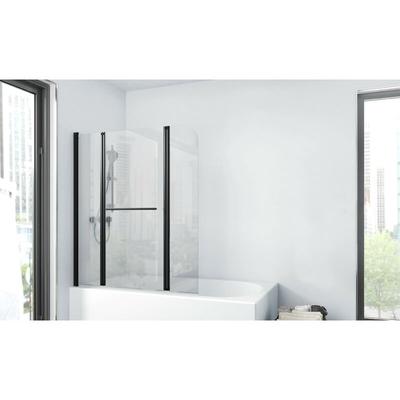 Badewannenfaltwand City 125 x 140 cm matt schwarz - 3-teilig faltbar - beidseitig montierbar