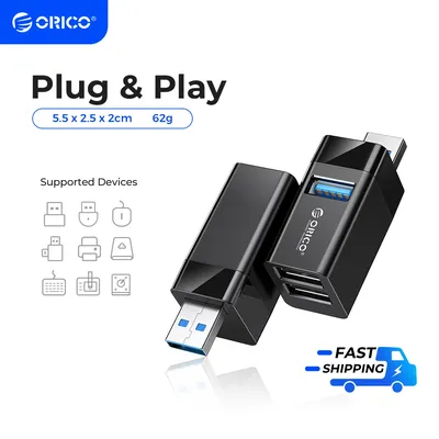 ORICO – Mini Hub USB 3.0 séparateur USB 2.0 haute vitesse 3 ports USB étendus pour ordinateur de