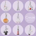 Charme pendentif en argent regardé 2019 tour Eiffel ours Aliments chaussures de ballet lapin