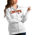 Women's Antigua White Kansas City Chiefs Wordmark Victory Full-Zip Hoodie