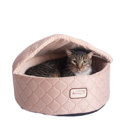 Cuddle Cave Cat Bed With Detachable & Collasible Zipper Top, Medium, Light Apricot by Armarkat in Apricot