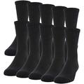Gildan Men's Cotton Crew Socks, 10 Pair, Black, Shoe Size 6-12 US