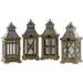 Gracie Oaks Square 4 Piece Wood Lantern Set Wood in Brown | 14.25 H x 7.5 W x 7.5 D in | Wayfair GRCS3348 46140154