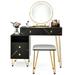 Makeup Vanity Dressing Table Set with Lighted Mirror Storage Cabinet