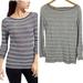 Athleta Tops | Athleta Striped Seamless Long Sleeve Top White Grey Open Knit For Breathing L | Color: Gray | Size: L