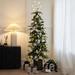 Mercury Row® Joyful Glow 4.6 ft. Slim Spruce Pre-Lit Christmas Tree in Green/White | 25 W x 12 D in | Wayfair 605925E661DB44168BFFEA1B74DAA03B