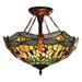 Tiffany-Style Dragonfly Design 2-light Dark Bronze Semi-Flush Mount