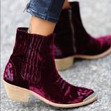Free People Shoes | Free People Barbary Velvet Western Boot In Cranberry | Color: Pink/Purple | Size: Eu 40
