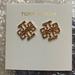 Tory Burch Jewelry | New! Tory Burch Britten Logo Stud Earrings In Rose Gold | Color: Pink | Size: Os