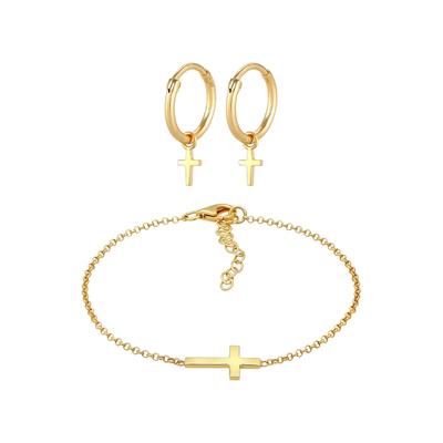 Elli - Kreuz Symbol Armband Ohrstecker Set 925 Silber Schmuck-Set 1 ct Damen (69.99 € / 1 ct) Image