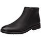 rismart Men's Leather Chelsea Boots Gents Ankle Casual Dress Shoes with Side Zip Black,9.5