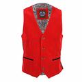 Mens JES Red Soft Velvet Waistcoat Wedding Party Retro Tailored Fit Suit Vest [AMZCH-PWC-101-3-RED-52]