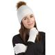 Fishers Finery Women's 100% Cashmere Pom Hat and Glove Set; with Exquisite Box - off-white - One Size