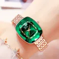 Wprospects-Montre à quartz de luxe pour femme style diamant vert montre-bracelet unique pour