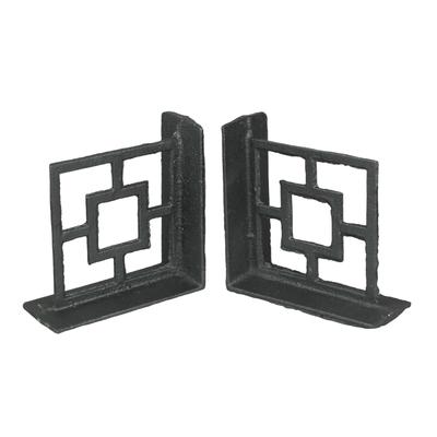 Zeckos Cast Iron Breeze Block Bookends Mcm Decor (Set Of 2) - 5.25 X 5.25 X 2.25 inches