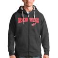 Men's Antigua Charcoal Detroit Red Wings Wordmark Victory Full-Zip Hoodie