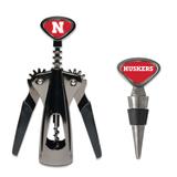 Silver Nebraska Huskers Wine Gift Set