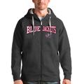 Men's Antigua Charcoal Columbus Blue Jackets Wordmark Victory Full-Zip Hoodie