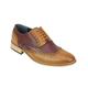 Mens Classic Leather Lined 2 Tone Brogue Shoes Smart Formal Office Work Lace Up Oxford[A2311H,7 UK,Maroon, Tan ]