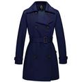 Wantdo Women's Double-Breasted Waterproof Trench Coat Windproof Lightweight Outerwear Coats Belted Shoulder Epaulets Slim Fit Jackets Navy M