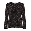 People Tree Women's Long Sleeve Organic Pyjama Top Pajama, Black with Stars Print, 12