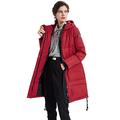 Orolay Womens Thickened Hooded Down Jacket Mid-Length Puffer Coat Red L