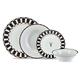 Karaca Aries Porcelain Dinner Set for 6 People - 24-Piece Dinner Set with Plates and Bowls Set, Round Dinnerware Set & Black White Dinner Set