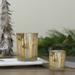 Northlight Seasonal 5" Matte Gold & White Birch Flameless Glass Candle Holder Glass in Brown/White | 5 H x 4 W x 4 D in | Wayfair